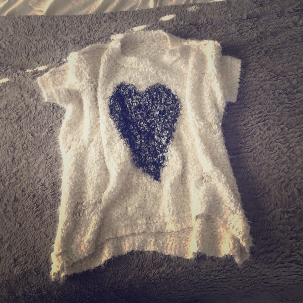 Loose fuzzy heart shirt. Just too cute